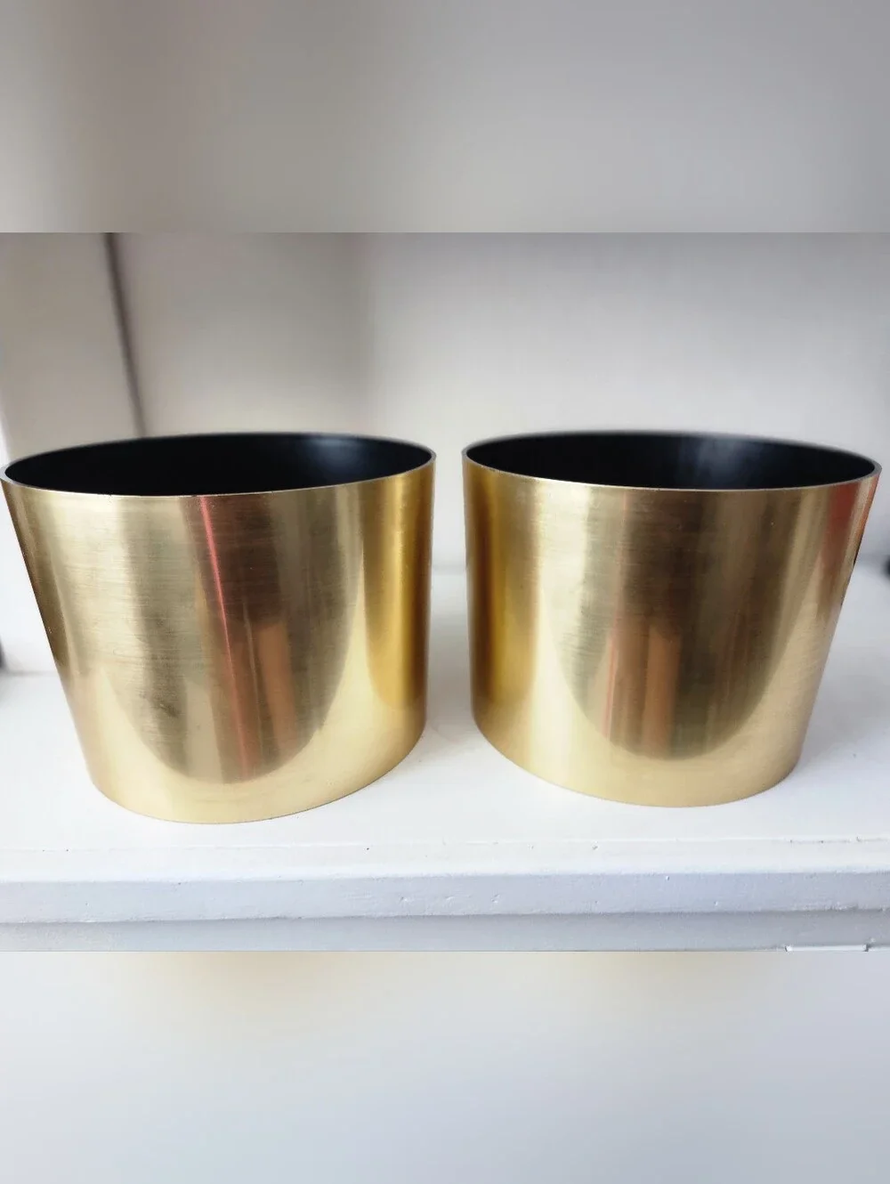 Brushed Gold Plastic Planter Or Display Riser  7in H X 9in W Set Of 2